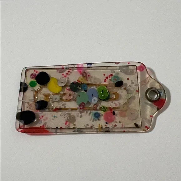 🥳🎉 3.5" Coach Poppy XL Multicolor Confetti Lucite Hangtag Bag Fob Charm Keychain - Picture 10 of 12